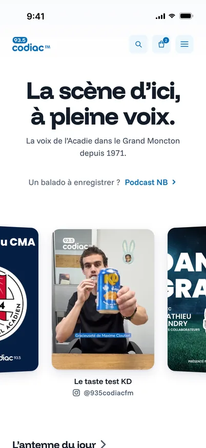 L’accueil sur iPhone.