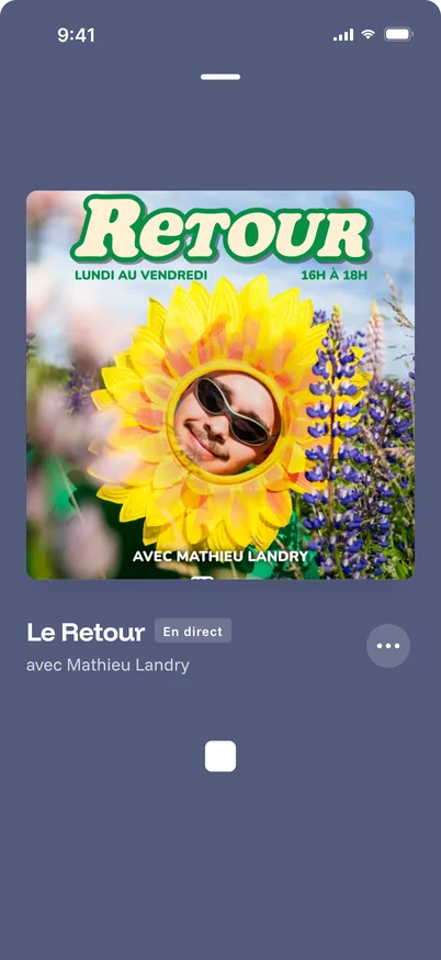 Le lecteur plein écran sur iPhone, en direct.