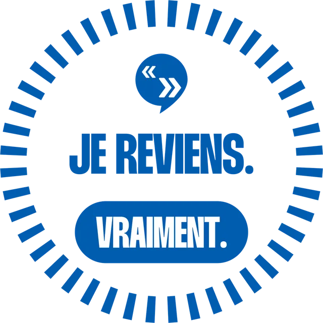 Couvre-verre bleu « Je reviens ».