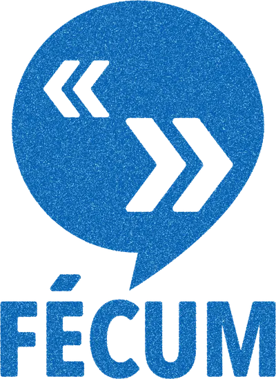 Le logo FÉCUM imprimé en une encre, tramé.